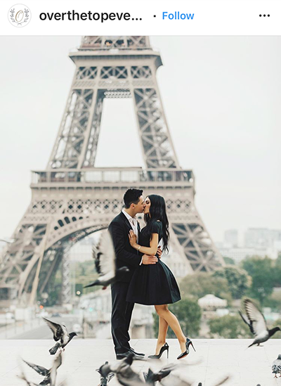 หากให้นึกถึง Paris wedding ใครๆ ก็ต้องนึกถึง ฉาก ถ่ายรูปสวย ที่เป็น Eiffel Tower ที่ตั้งตระหง่านกลางเมือง เป็นสัญลักษณ์แสดงความรักของคู่รัก
