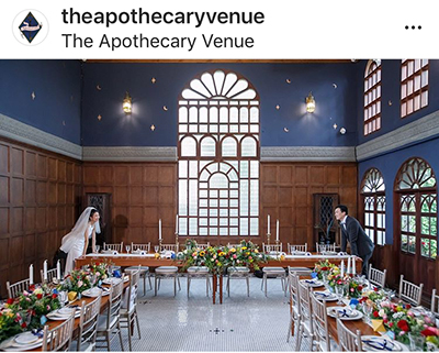 The Apothecary มีรากศัพท์ มาจากภาษากรีก โบราณ ซึ่งหมายถึงคนปรุงยา ที่จะมาปรุงความสุขให้กับทุกงานเลี้ยงในสถานที่ ที่เต็มไปด้วยเสน่ห์และมนต์ขลังแห่งนี้